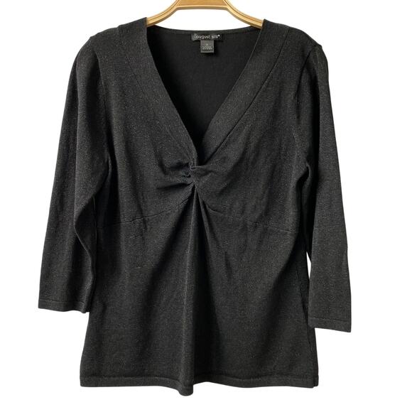 August Silk Babydoll Silk Blend Top Women XL Black Shimmer Knit Whimsigoth Goth - Picture 1 of 9